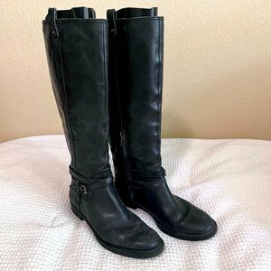 Enzo Angiolini Black Leather Riding Boots Size 7